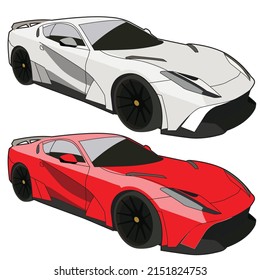 race car side view color set vector design