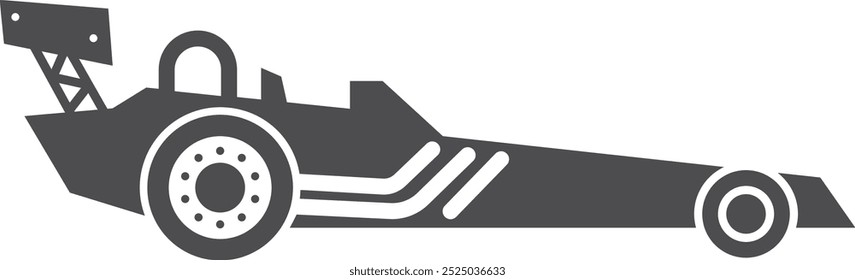 Race car side view. Speed black icon