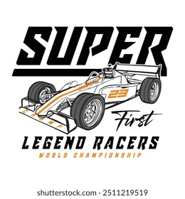 Vector de la ilustración del Diseño gráfico de la tipografía de la camiseta del eslogan del coche de la carrera, impresión de la camiseta, deporte, vendimia