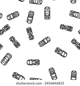 race car speed sport vehicle vector seamless pattern thin line illustration