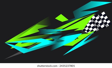 Race car sticker stripes combined with checkered flag.