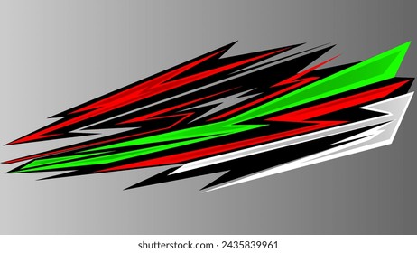 Race car sticker stripes combined with lightning shape styles