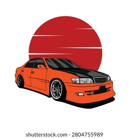 race car sunset background vector design