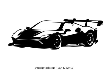 Carro de corrida, super esporte, isolados vetor silhueta, ilustração de alto contraste
