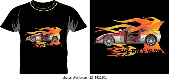 Race Car t shirt graphic design vector illustration 