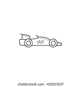 Race Car Vector Sketch Icon Isolated On Background. Hand Drawn Race Car Icon. Race Car Sketch Icon For Infographic, Website Or App.