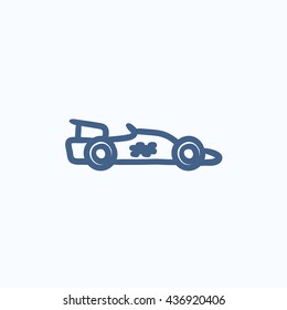Icono de esbozo del vector del vehículo de carrera aislado en el fondo. Icono de coche de carrera dibujado a mano. Icono de boceto de coches de carreras para infografía, sitio web o aplicación.
