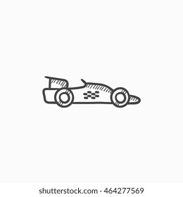 Race car vector sketch icon isolated on background. Hand drawn Race car icon. Race car sketch icon for infographic, website or app.