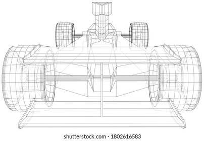 Race car. Wire-frame. EPS10 format. Vector created of 3d