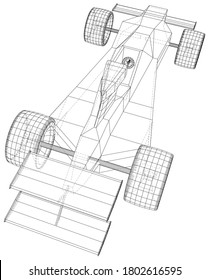 Race car. Wire-frame. EPS10 format. Vector created of 3d
