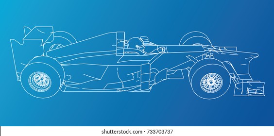 Race car. Wire-frame. EPS10 format. Vector created of 3d