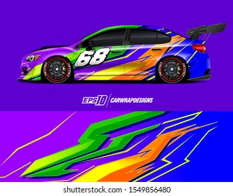 Race car wrap decal designs. Abstract racing and sport background for car livery or daily use car vinyl sticker. Full vector eps 10.