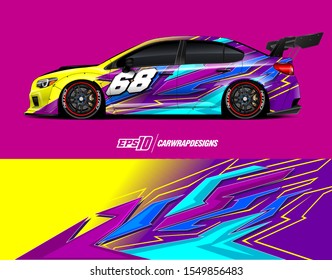 Race car wrap decal designs. Abstract racing and sport background for car livery or daily use car vinyl sticker. Full vector eps 10.