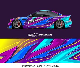 Race car wrap decal designs. Abstract racing and sport background for car livery or daily use car vinyl sticker. Full vector eps 10.