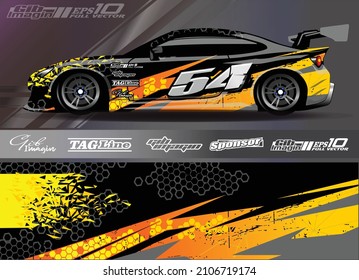 Race car wrap decal designs. Abstract racing and sport background for car livery or daily use car vinyl sticker. Full vector eps 10.