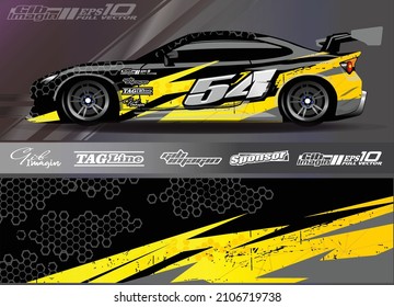 Race car wrap decal designs. Abstract racing and sport background for car livery or daily use car vinyl sticker. Full vector eps 10.