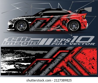 Race car wrap decal designs. Abstract racing and sport background for car livery or daily use car vinyl sticker