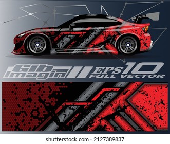 Race car wrap decal designs. Abstract racing and sport background for car livery or daily use car vinyl sticker