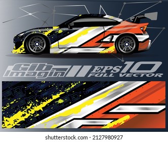 Race car wrap decal designs. Abstract racing and sport background for car livery or daily use car vinyl sticker