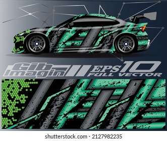 Race car wrap decal designs. Abstract racing and sport background for car livery or daily use car vinyl sticker