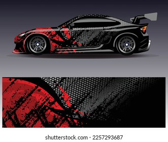 Race car wrap decal designs. Abstract racing and sport background for car livery or daily use car vinyl sticker