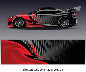 Race car wrap decal designs. Abstract racing and sport background for car livery or daily use car vinyl sticker