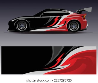 Race car wrap decal designs. Abstract racing and sport background for car livery or daily use car vinyl sticker