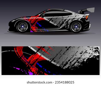 Race car wrap decal designs. Abstract racing and sport background for car livery or daily use car vinyl sticker