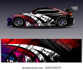 Race car wrap decal designs. Abstract racing and sport background for car livery or daily use car vinyl sticker