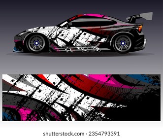 Race car wrap decal designs. Abstract racing and sport background for car livery or daily use car vinyl sticker