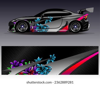 Race car wrap decal designs. Abstract racing and sport background for car livery or daily use car vinyl sticker
