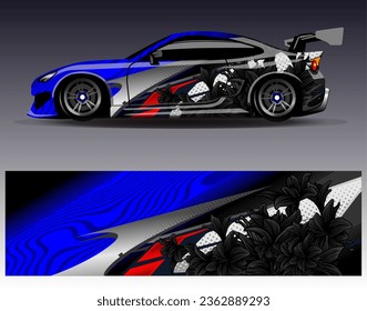 Race car wrap decal designs. Abstract racing and sport background for car livery or daily use car vinyl sticker