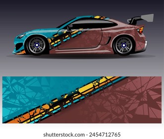 Race car wrap decal designs. Abstract racing and sport background for car livery or daily use car vinyl sticker