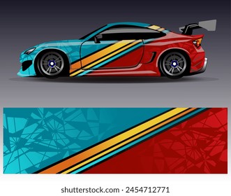 Race car wrap decal designs. Abstract racing and sport background for car livery or daily use car vinyl sticker