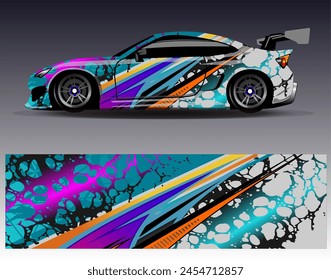 Diseños de calcomanías de envoltura de coches de carreras. Fondo Abstractas de las carreras y del deporte para la librea del coche o etiqueta engomada del vinilo del coche del uso diario