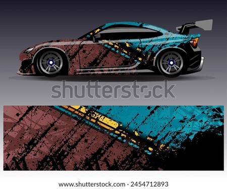 Race car wrap decal designs. Abstract racing and sport background for car livery or daily use car vinyl sticker