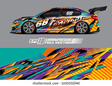 Race car wrap decal illustration. Abstract stripe racing background for wrapping all vehicle. Full vector eps 10