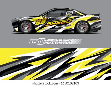 Race car wrap decal illustration. Abstract stripe racing background for wrapping all vehicle. Full vector eps 10