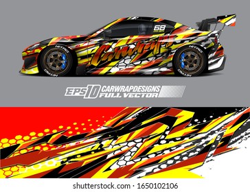 Race car wrap decal illustration. Abstract stripe racing background for wrapping all vehicle. Full vector eps 10