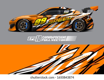 Race car wrap decal illustration. Abstract stripe racing background for wrapping all vehicle. Full vector eps 10