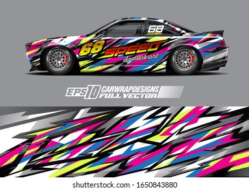 Race car wrap decal illustration. Abstract stripe racing background for wrapping all vehicle. Full vector eps 10