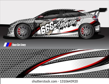 race car wrap design. simple lines with abstract background vector concept for vehicle vinyl wrap and automotive decal livery