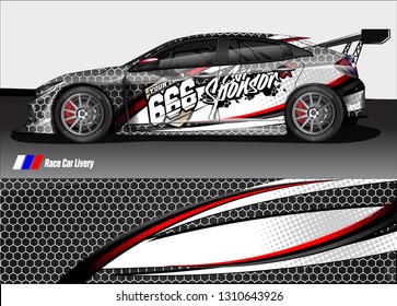 race car wrap design. simple lines with abstract background vector concept for vehicle vinyl wrap and automotive decal livery