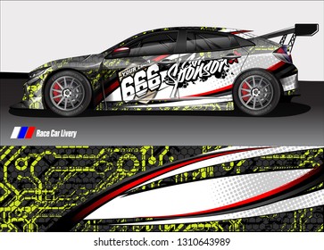 race car wrap design. simple lines with abstract background vector concept for vehicle vinyl wrap and automotive decal livery