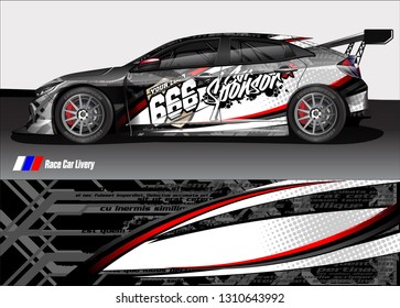 race car wrap design. simple lines with abstract background vector concept for vehicle vinyl wrap and automotive decal livery