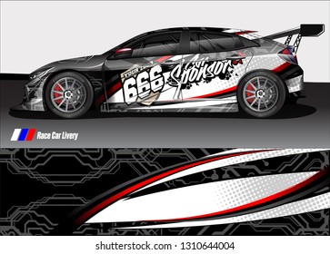 race car wrap design. simple lines with abstract background vector concept for vehicle vinyl wrap and automotive decal livery