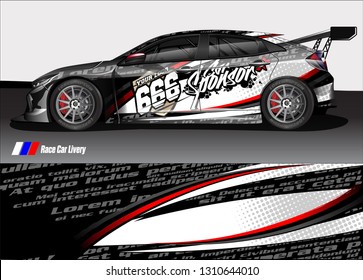 race car wrap design. simple lines with abstract background vector concept for vehicle vinyl wrap and automotive decal livery