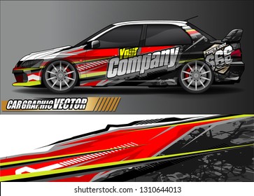 race car wrap design. simple lines with abstract background vector concept for vehicle vinyl wrap and automotive decal livery