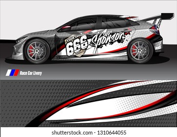 race car wrap design. simple lines with abstract background vector concept for vehicle vinyl wrap and automotive decal livery