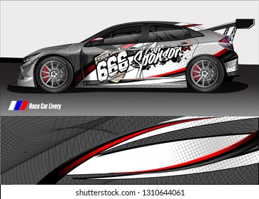 race car wrap design. simple lines with abstract background vector concept for vehicle vinyl wrap and automotive decal livery